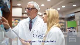  Presentation with inventory - Slide deck enhanced with two-pharmacists-checking-their-inventory background and a sky blue colored foreground