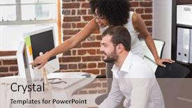  Presentation with computer misuse act - PPT theme with two photo editors using computer background and a coral colored foreground