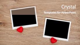  Presentation with happy birthday - Colorful slide set enhanced with two photo frames and small backdrop and a coral colored foreground