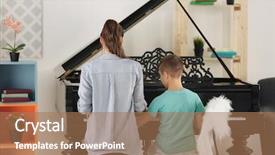  Presentation with piano and violin - Colorful PPT theme enhanced with two pianos - little boy playing piano backdrop and a  colored foreground