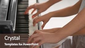  Presentation with hipster girl playing tetris game - Slide set consisting of two pianos - little girl playing piano background and a  colored foreground