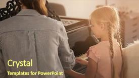  Presentation with hipster girl playing tetris game - Audience pleasing theme consisting of two pianos - little girl playing piano backdrop and a  colored foreground