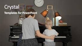  Presentation with piano - Amazing slides having two pianos - little girl with teacher learning backdrop and a dark gray colored foreground