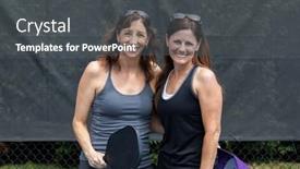  Presentation with pickleball - Theme enhanced with two-pickleball-players-posing background and a dark gray colored foreground