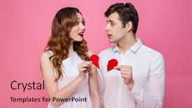  Presentation with broken heart - Amazing presentation theme having two pieces of a broken backdrop and a coral colored foreground