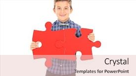  Presentation with puzzle pieces - Audience pleasing theme consisting of two pieces of a puzzle backdrop and a  colored foreground