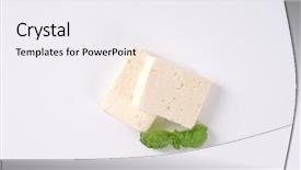  Presentation with feta cheese - PPT theme featuring two pieces of fresh feta background and a sky blue colored foreground