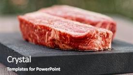  Presentation with steak - Cool new PPT layouts with two pieces of raw striploin steak outdoor shot toned backdrop and a dark gray colored foreground