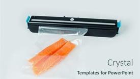  Presentation with salmon - PPT theme featuring two-pieces-of-salmon background and a sky blue colored foreground