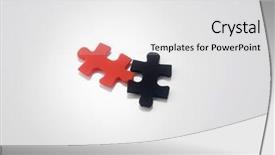  Presentation with falling jigsaw pieces - PPT theme with two pieces of the matching background and a  colored foreground
