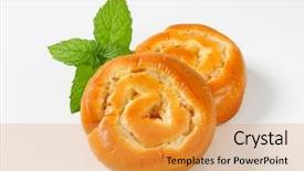 Presentation with yeast - Slide set consisting of two pieces of yeast dough cake with apple filling background and a yellow colored foreground