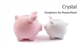  Presentation with piggy bank broken piggybank - PPT layouts consisting of two piggy banks on white background and a white colored foreground