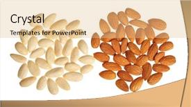  Presentation with medical pill medicine white blue - Slide set having two piles of almonds isolated background and a  colored foreground