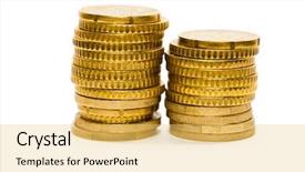  Presentation with piles - PPT theme with two piles of euro coins background and a yellow colored foreground