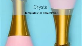  Presentation with teal - Slide set featuring two-pink-champagne-bottles background and a arctic colored foreground