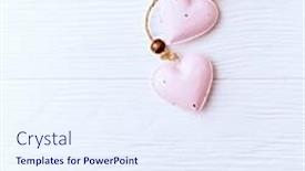  Presentation with hearts - Beautiful slides featuring two pink hearts on a wooden surface backdrop and a sky blue colored foreground
