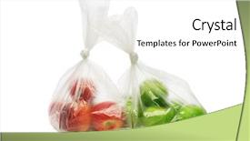  Presentation with green apples - Colorful slide deck enhanced with two plastic bags of red backdrop and a white colored foreground