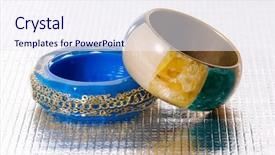  Presentation with plastic - PPT theme consisting of two plastic bracelet background and a sky blue colored foreground