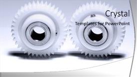  Presentation with two plastic bottles milk - Presentation design having two plastic cog wheels concept background and a  colored foreground