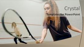  Presentation with squash sport racket - Slides having two-players-with-squash-racket background and a light gray colored foreground