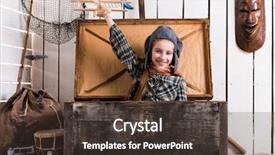  Presentation with chest - PPT theme consisting of two playful little girls pretending background and a tawny brown colored foreground