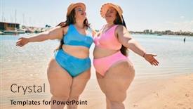  Presentation with happy holidays - Amazing slide set having two-plus-size-overweight-sisters backdrop and a coral colored foreground