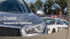  Presentation with vehicles - PPT layouts featuring two police vehicles stop background and a ocean colored foreground