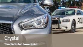  Presentation with vehicles - Colorful slide deck enhanced with two police vehicles stop backdrop and a gray colored foreground