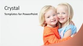  Presentation with school - Cool new PPT layouts with two pre school girls hugging backdrop and a white colored foreground