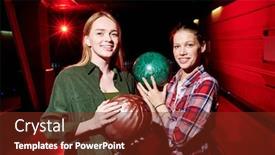  Presentation with cheerful - Audience pleasing PPT theme consisting of two-pretty-cheerful-female-players backdrop and a tawny brown colored foreground