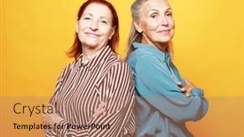  Presentation with stand - Theme enhanced with two-pretty-elderly-ladies-stand background and a coral colored foreground