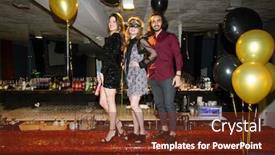  Presentation with girls night - Slide set consisting of two-pretty-girls-and-elegant background and a tawny brown colored foreground