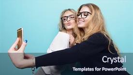  Presentation with selfie - Beautiful theme featuring two pretty girls are making backdrop and a  colored foreground
