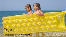  Presentation with bearing - Audience pleasing PPT theme consisting of two pretty little girls bearing backdrop and a  colored foreground