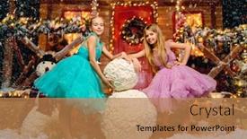  Presentation with miracles - PPT theme consisting of two-pretty-little-girls-dressed background and a coral colored foreground