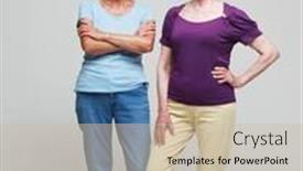  Presentation with friends - Slides with two-pretty-older-women-friends background and a soft green colored foreground