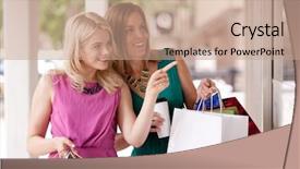  Presentation with windows - PPT theme featuring two pretty women windows shopping background and a coral colored foreground