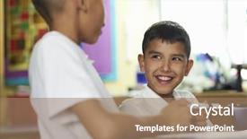  Presentation with class - PPT layouts having two primary school boys background and a coral colored foreground