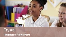  Presentation with class - Beautiful PPT layouts featuring two primary school girls backdrop and a coral colored foreground