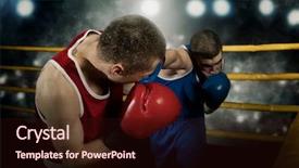  Presentation with boxing - Audience pleasing PPT theme consisting of knockout - two professional boxer boxing backdrop and a wine colored foreground