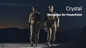  Presentation with unwavering - Theme featuring two-professional-soldiers-marching-through background and a wine colored foreground