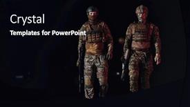  Presentation with unwavering - Theme enhanced with two-professional-soldiers-marching-through background and a black colored foreground