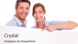  Presentation with advertising alert - Theme featuring two professional women looking confident - advertising couple smiling joyful holding background and a sky blue colored foreground