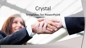  Presentation with hand shake law office - Slide set having two professional women looking confident - businesspeople shaking hands background and a white colored foreground