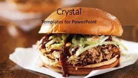  Presentation with barbecue - Colorful slide deck enhanced with two pulled pork barbecue sandwiches backdrop and a red colored foreground