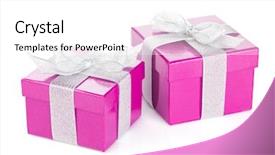  Presentation with silver purple - PPT theme with two purple gift boxes background and a white colored foreground
