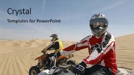  Presentation with e bike - PPT theme consisting of two quad bike racers sitting background and a light blue colored foreground