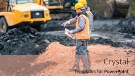  Presentation with next - Theme having two-quarry-workers-discussing background and a coral colored foreground