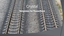  Presentation with railroad - PPT theme enhanced with two-railroad-on-gravel-top background and a gray colored foreground