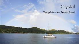  Presentation with rainbows - Amazing slides having two rainbows over saint anne bay at praslin one of the seychelles island backdrop and a light blue colored foreground